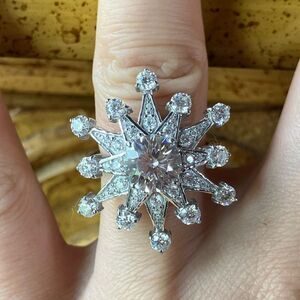 Genuine Moissanite Sterling Silver Cocktail Ring Size 7